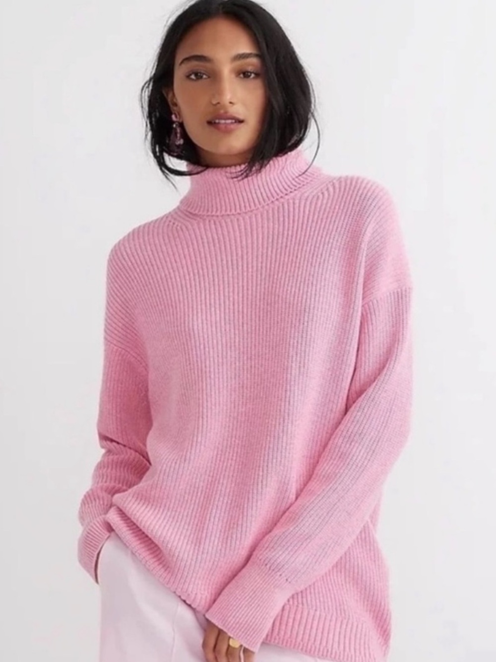 J.Crew Cashmere Cotton Preppy Pink Turtle Neck Sweater Size S